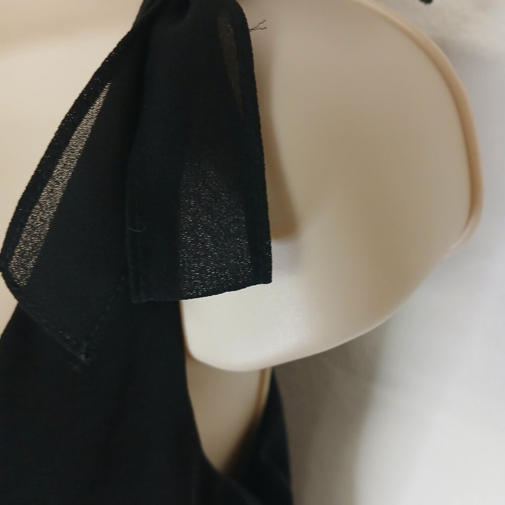 UEC Dawn Joy Chiffon Dress Black V-Neck Sleeveless Handkerchief Hem Size 12 - Picture 6 of 13